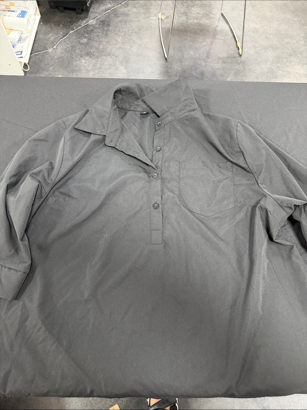 Women's Black Button-Down Collar Shirt